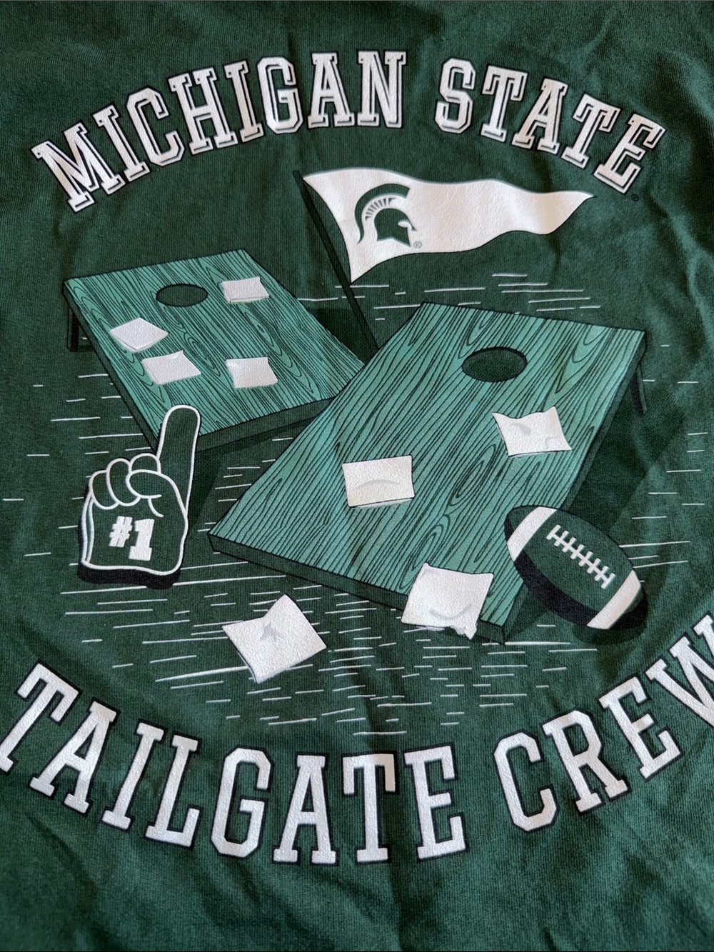 Michigan State Spartans Dark Green Graphic T-Shirt Tailgate Crew Graphic L Large
